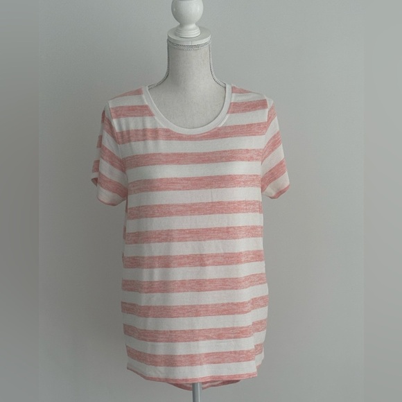 Market & Spruce Pink and White Striped Tee - Picture 1 of 8
